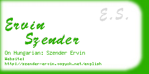 ervin szender business card